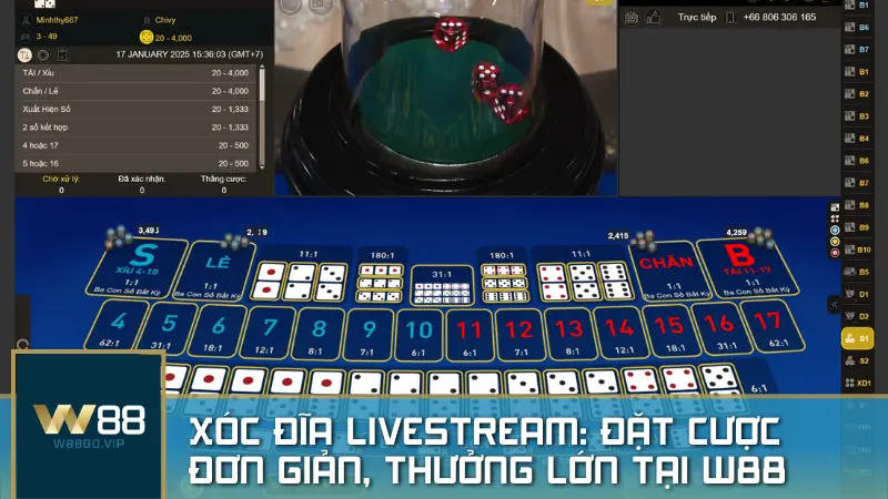 Xóc Đĩa Livestream: Đặt cược đơn giản, cơ hội thắng lớn tại W88