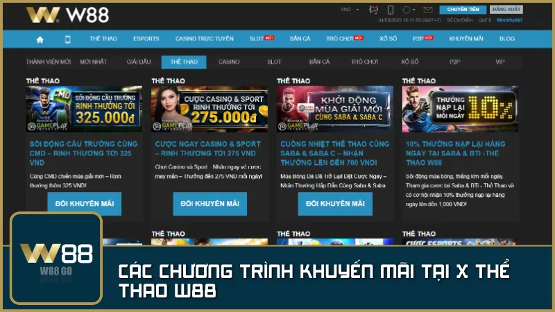 Nhận thưởng khủng tại X Thể Thao W88 – Hoàn trả cực cao, thưởng chào mừng hấp dẫn và nhiều ưu đãi cho cược thủ!