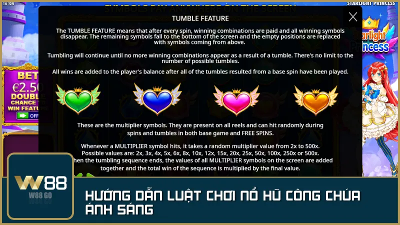 Chỉ cần từ 8 biểu tượng giống nhau ở bất kỳ đâu là thắng, không giới hạn theo dòng cố định.