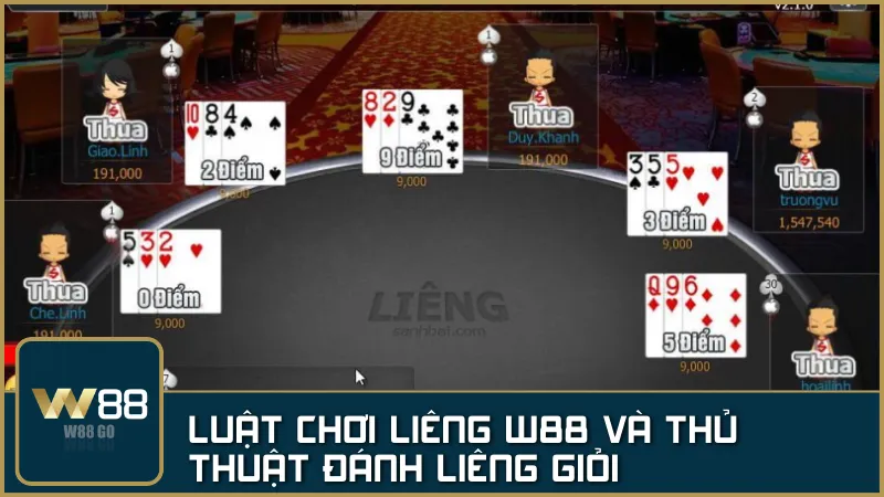 LIÊNG W88 – Đặc sắc luật chơi, tỷ lệ thắng hấp dẫn